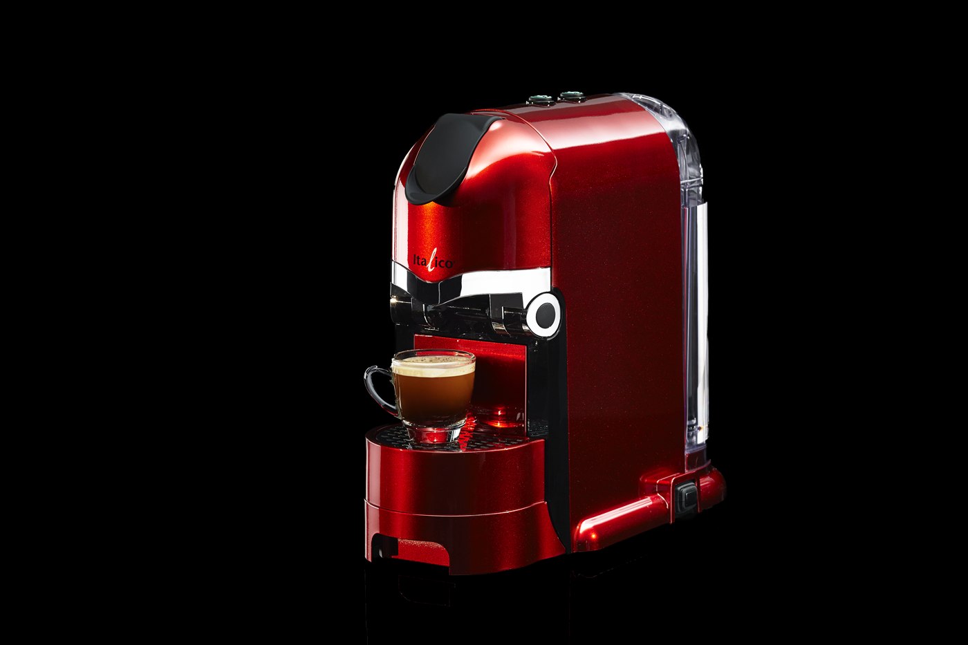 赤いITALICOエスプレッソマシンBELLA